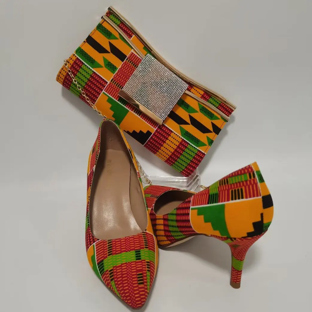 الزفاف حذاء بكعب ويدج السيدات مكتب الرسمي حذاء بكعب الأفريقي نمط حقائب للنساء مجموعة و أحذية