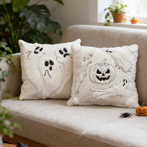Fundas de Cojín con Diseño de Fantasmas para Halloween, Almohadas Bordadas y Acolchadas para Decoración Festiva del Hogar, Venta al Por Mayor - Product Image 4