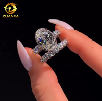 Bague de fiançailles ovale en or blanc 10K personnalisée avec halo de diamants de laboratoire, certifiée IGI, passe le testeur de diamants, ensemble de mariage