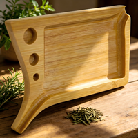 Plateau roulant en bois 13*9cm en gros |   Plateau à chicha en bambou design entonnoir pour les boutiques de tabac |   Étiquetage privé personnalisé en gros OEM