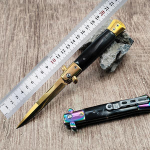 Cuchillo de bolsillo plegable para exteriores de supervivencia táctica 3cr13 de acero inoxidable afilado, mango de autodefensa, botón pulsador, cuchillo de <span class=keywords><strong>caza</strong></span> para acampar - Product Image 6