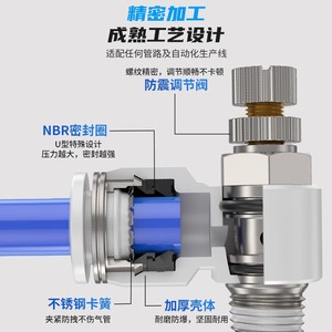 Válvula de Control de Velocidad Neumática SL, Conector de Cilindro de Acción Rápida, Válvula de Aceleración Ajustable en Tamaños 4/6/8/10/12-M5/01/02/03/04 - Product Image 3