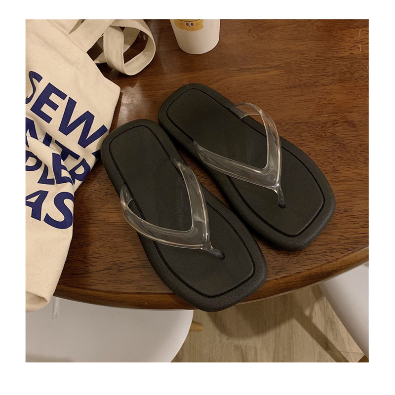 Transparent Belt Thong Flip-flops Women Summer Soft Sole Beach Flip Flops Slippers