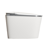 WC intelligent minimaliste blanc allongé monobloc avec chasse automatique, siège chauffant et télécommande