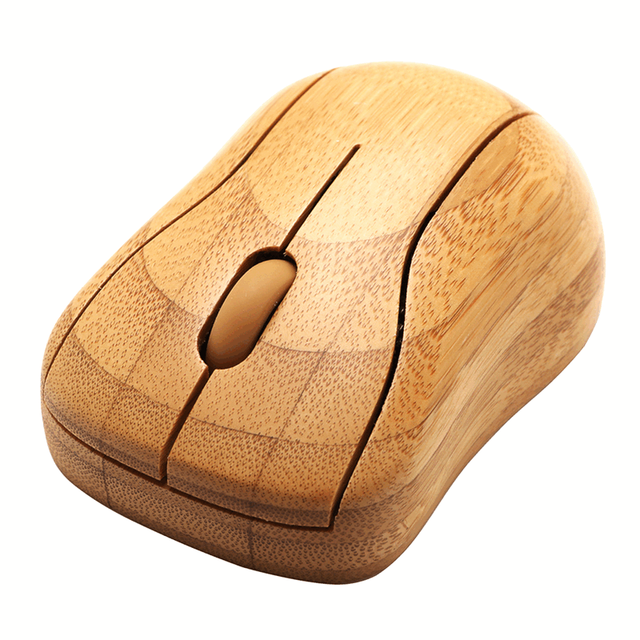 Wireless Optical Bamboo Mouse Silent 2.4G Computer Mouse Wooden Small Mouse with Receiver for PC Laptop