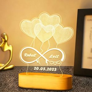 <b>Personalised</b> 3D <b>Heart</b> Valentine's Day LED <b>Love</b> Handmade Desktop Ornament Gift - Product Image 2