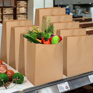 Bolsas de cartón Kraft marrón reciclables al por mayor, resistentes al aceite para <span class=keywords><strong>verduras</strong></span>, frutas, azúcar, sin asas, uso artesanal - Product Image 3