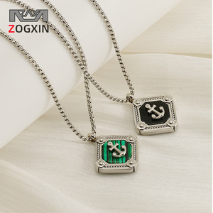 Zogxin Anchor Pendant Stainless Steel Necklace Men's Retro Punk Style Themed Geometric Jewelry Gift - Product Image 1