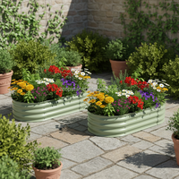 Kit de jardinière surélevée en métal galvanisé 4x2x1 pieds (2 unités) – Résistant aux intempéries et à la rouille, conception à fond ouvert, forme ovale, pour légumes et fleurs