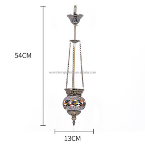 Thổ Nhĩ Kỳ Ma-rốc Boho khảm treo đèn trần ánh sáng mặt dây chuyền nhiều màu kính toàn cầu cho phòng ngủ trang trí nội thất phòng khách - Product Image 2