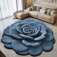 Tapis en Caoutchouc Personnalisable de Luxe, Design Imprimé en 3D, Sur Mesure, Motif Floral, pour Bureau et Maison