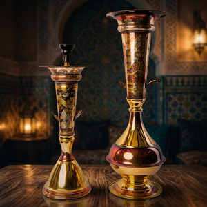 Edición Limitada, Diseño Único de Lujo, Farida Lacquer, Bandeja de Latón Macizo de Doble Cara, Tallada a Mano, Mini Cachimba Ajour Dorada/Oxidada - Product Image 3