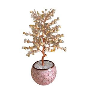 Cristaux naturels de haute qualité, pierres de guérison, tour porte-bonheur en citrine, arbre à argent, cristal de résine fait à la main, vente en gros - Product Image 1