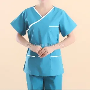 wholesale new style stretchy medical scrubs sets nurse uniform Custom V neck with 3 pockets unisex scrub set hospital uniform