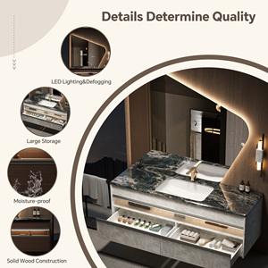 Mueble de Baño de Estilo Minimalista Clásico con Lavabo Individual y Espejo Inteligente para Baños Minimalistas - Product Image 4