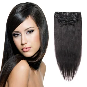 Großhandel chinesische Clip-in Haar verlängerung 100g schwarz seidig gerade doppelt gezeichnet natürliche nahtlose Clips-Ins Haar verlängerung