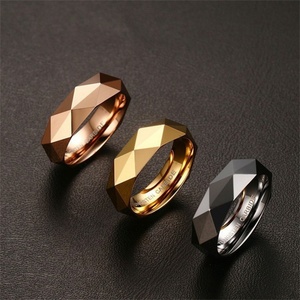 Anillo de Diseño Geométrico Facetado, Moderno y Elegante, Antiarañazos, Anillos de Promesa para Parejas - Product Image 4