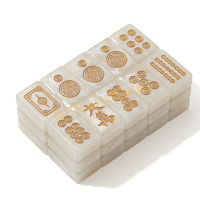 Jeu de Mahjong de Luxe en Nacre Peint à la Main avec Encre Dorée, Couleurs Personnalisées, Tuiles de Mahjong Américaines en Nacre