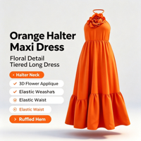 Robe longue maxi sans manches à fleurs 3D pour femme, avec volants, idéale pour l'été, la plage, les vacances, décontractée, fluide, ODMOEM
