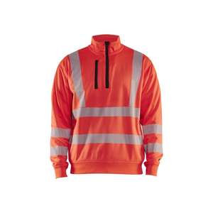 BLAKLADER - 356425385500M Hi-Vis Sweatshirt demi-zip Rouge-EAN 7330509831625 HI-VIS WORKWEAR - Product Image 1