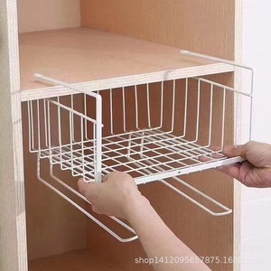 Kitchen Storage Rack Iron <b>Wire</b> <b>Shelf</b> Hanging Organizer Cabinet Wardrobe Multi Function Minimalist Design - Product Image 1