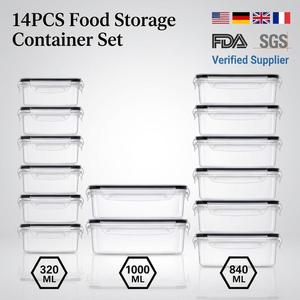 14-Piece PVC-Free BPA-Free Food-Grade Plastic Kitchen <strong>Set</strong> Leakproof Airtight Reusable Meal Prep &amp; Food Storage Containers <strong>Set</strong> - Product Image 1