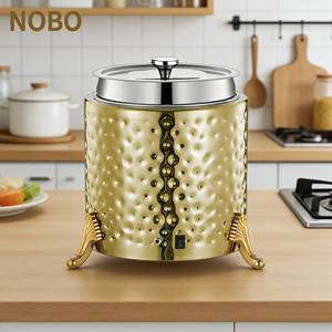 Attrezzatura per Catering, Pentola Elettrica per Zuppa in Acciaio Inox 10L con Motivo Martellato, Scaldavivande - Product Image 1