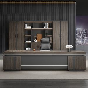 Escritorio Ejecutivo Moderno en Forma de L, Pintado con Acabado <span class=keywords><strong>MFC</strong></span>, para Jefe, Director Ejecutivo o Gerente, Estilo Panel de Madera, Directo de Fábrica - Product Image 1