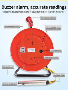 15-80m Untergrund-Wasserstandsensor aus Edelstahl 304, 15M Tiefbrunnen-Wasserbohrloch-Messgerät mit Batterie, Stahllineal und Licht- und Tonalarm - Product Image 6