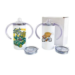 Bouteille d'eau isotherme pour bébé de 12 oz, modèle skinny, vierge pour sublimation, avec paille droite anti-fuite, couvercle et paille - Product Image 2