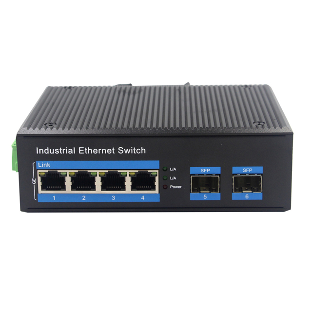 Network Switch 2 Sfp 4 RJ45 Port Industrial Unmanaged SFP Ethernet Switch 6 Port Industrial Gigabit Poe Sfp Switch