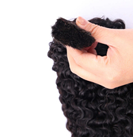 PerisModa 15A Extensiones de Cabello Trenzado Color Natural 100% Cabello Humano para Trenzas Boho Rizado Birmano Sin Trama Húmedo y Ondulado