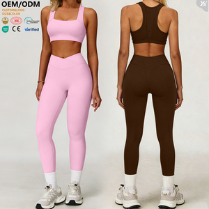 AWX8002-4+ACK8002-4 Set Yoga a Vita Alta <span class=keywords><strong>per</strong></span> Donna, Reggiseno Sportivo con Imbottiture Rimovibili e Leggings a Vita Alta - Product Image 1