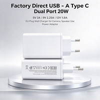 Chargeur mural double port USB-A et USB-C 20W (5V 3A, 9V 2.25A, 12V 1.8A) avec prise UE pour tablette et batterie externe – Adaptateur secteur en gros