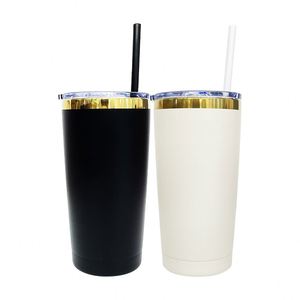 Custom LogoBulk Stainless Steel Powder Coated Vacuum Insulated Colorful Mirror Gold Plated 20oz Tumbler for Laser Engraving - Product Image 2