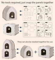 Maison pour chat d'intérieur en feutre multi-chats, lit pour animaux de compagnie de style moderne, lit-caverne pour chat à deux niveaux fermé.