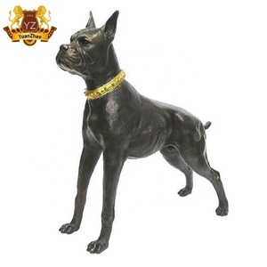 Huis Tuin Decoratie Dier Hond Sculptuur Levensgrote Gegoten Brons <span class=keywords><strong>Boxer</strong></span> Hond Standbeeld