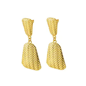 Simple ZA Statement Pendant Geometric Earrings Women Classic Tarnish Free 18k Gold Plated Stainless Steel Earrings