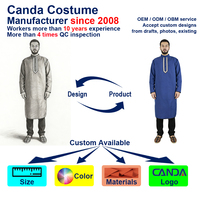 Kaftan unisexe de fabrication directe, tenue formelle et décontractée, respirant, en polyester, conforme CE CPC UKCA, élégant, bleu, pour adultes