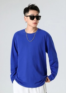 เสื้อยืดคอกลมแขนยาวผู้ชายแฟชั่น พรีเมียม ผ้าฝ้าย 100% ทรงหลวมไหล่ตกเล็กน้อย รับทำโลโก้ตามสั่ง ขายส่ง OEM - Product Image 4