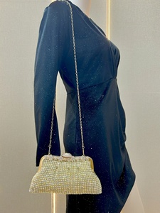 Borsa Clutch Scintillante da Donna, Borsa da Sera con Diamanti, Borsa a Tracolla con Catena, Borsa a Mezzaluna da Donna, Borsa Messenger con Strass per Matrimoni e Feste - Product Image 3