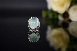Natural Gemstones Handmade 925 Sterling Silver Aqua Chalcedony Ring Classic Bezel Setting High Quality Elegant Jewelry for Women - Product Image 4