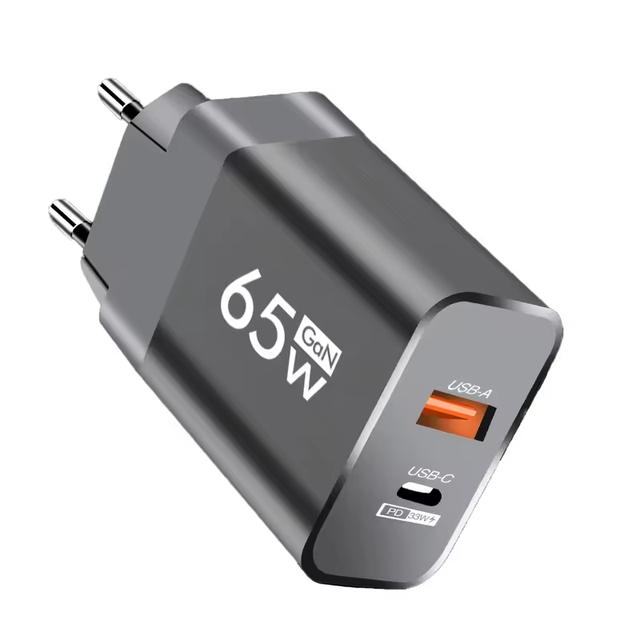 65W GaN Charger PD QC3.0 Fast Charging 2 Ports for Mobile Phone Laptop and Earphone Wall Charger