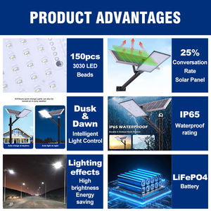 Farola Solar LED <span class=keywords><strong>BEWAY</strong></span> de Alta Potencia para Exteriores, Carcasa de Aluminio Impermeable IP65, 60w 120w 150w - Product Image 2