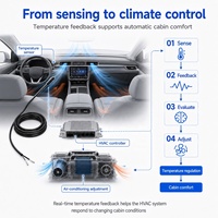 Sensor Suhu Udara NTC HVAC Otomotif GAIMC, Kabel Fleksibel Tip Ramping Terbungkus dengan Ujung Kabel Panjang untuk Kontrol AC