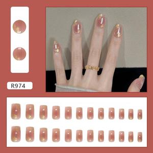 Vente en gros directe usine de faux ongles préfabriqués Nude Tibetan Blue Star French Almond pour boutiques de mode - Product Image 6