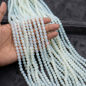 Perles d'Opale Blanche Naturelle en Vrac, Perles Rondes Simili-Verre, Perles de Graines Polies pour la Fabrication de Bijoux - Product Image 4