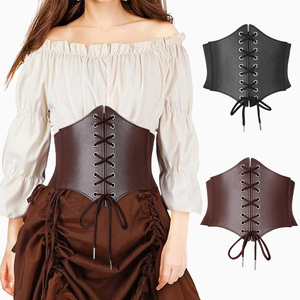 Cintura corsetto elastico in <span class=keywords><strong>ecopelle</strong></span> guanto braccialetto da donna Halloween medievale rinascimentale pirata vichia guerriero Cosplay - Product Image 5