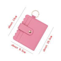 Gantungan Kunci Dompet Kartu Kredit Kulit PU untuk Wanita dan Remaja Putri, Dompet Tangan Wanita, Gantungan Kunci Warna Solid Multi Warna