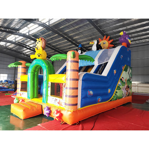 Tobogán Inflable de PVC de Grado Comercial para Parques de Diversiones, Tobogán Inflable Grande con Diseño de León, Doble Carril, para Uso en Seco y Mojado, en Venta - Product Image 2